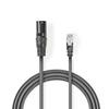 CAVO PER COLLEGAMENTO DIi segnali DMX al sempre più comune ambiente DMX-over-RJ45. NEDIS COTP15700GY03MASCHIO A 3 Pin XLR - MASCHIO RJ45 DA 0,30 CM COLORE GRIGIO
